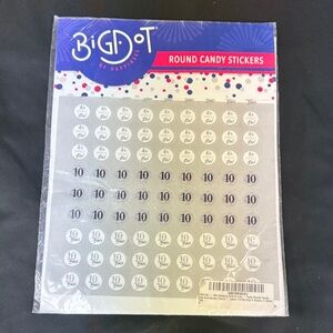 Big Dot Round Candy Stickers - Silver 10th Wedding Anniversary party round label